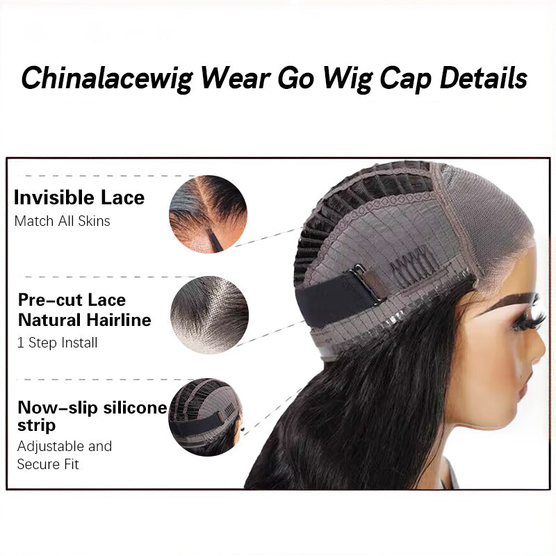 Chinalacewig Wear Go Pre Cut HD Lace 5*5 Closure Layer Wig Quick & Easy Glueless Wig With Breathable Cap Air Wig CS010