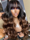 Chinalacewig Ombre Color Body Wave With Bang 5x5 HD Lace Closure Wig HG03