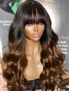 Chinalacewig Ombre Color Body Wave With Bang 5x5 HD Lace Closure Wig HG03