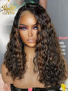 Chinalacewig Brown Ombre Highlights Water Wave Glueless 5x5 Closure HD Lace Wig CL06