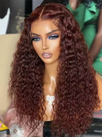 Chinalacewig Wear Go Pre Cut HD Lace 5*5 Closure Red Brown Curly Quick & Easy Glueless Wig With Breathable Cap Air Wig