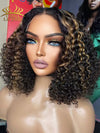 Chinalacewig 100% Human Hair Wig HD Lace Full Bottom Blonde Highlights Curly Lace Wigs