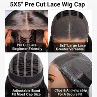 Chinalacewig Wear Go Pre Cut HD Lace 5*5 Closure Wig Silk Straight Quick & Easy Glueless Wig With Breathable Cap Air Wig CS018