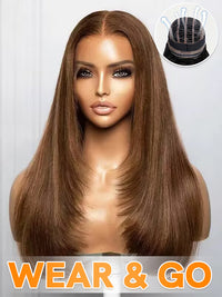 Chinalacewig Wear Go Pre Cut HD Lace 5*5 Closure Layer Highlight Quick & Easy Glueless Wig With Breathable Cap Air Wig CS011