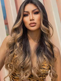 Chinalacewig Highlight Honey Brown Color Body Wave Glueless HD Invisible Lace Wigs HG02