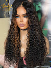 Chinalacewig Honey brown Highlight Deep Wave 13x4 HD Lace  Front Long Wig 100% human hair CL012