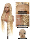 Chinalacewig Tangleless Human Hair Boho Curls HD Lace Knotless Box Braided Wig Full Hand-tied - Human Baby Hair