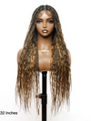 Chinalacewig Tangleless Human Hair Boho Curls Knotless Box Braided Wig 32“ HD Lace 100 Strands - Comfort Plus / Inner Splice Stretchable Lace