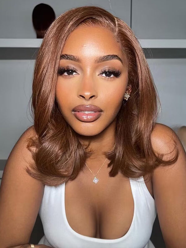 Chinalacewig Wear Go Pre Cut HD Lace 5*5 Closure Wig Orange Bob Body Wave Quick & Easy Glueless Wig With Breathable Cap Air Wig CS019