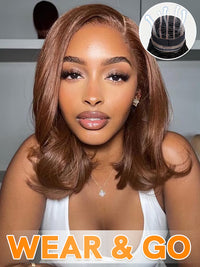 Chinalacewig Wear Go Pre Cut HD Lace 5*5 Closure Wig Orange Bob Body Wave Quick & Easy Glueless Wig With Breathable Cap Air Wig CS019