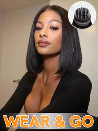 Chinalacewig Wear Go Pre Cut HD Lace 5*5 Closure Wig Bob Body Wave Quick & Easy Glueless Wig With Breathable Cap Air Wig CS021