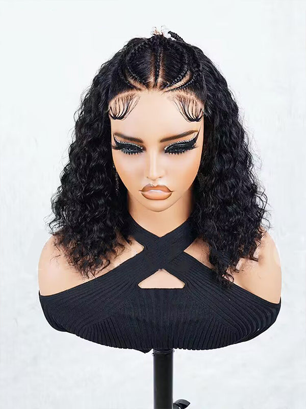 Chinalacewig Undetectable HD Lace Natural Color Braid Curly 13x6 Lace Front  Wigs MA-17 MA26