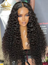 Chinalacewig Flowy Bohemian Curly 5x5 HD Lace Glueless Middle Part Long Wig 100% Human Hair CL010