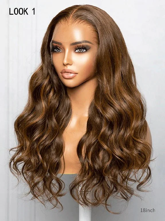 Chinalacewig High Quality Human Hair Wigs HD Lace Brown Highlights Wig CH01