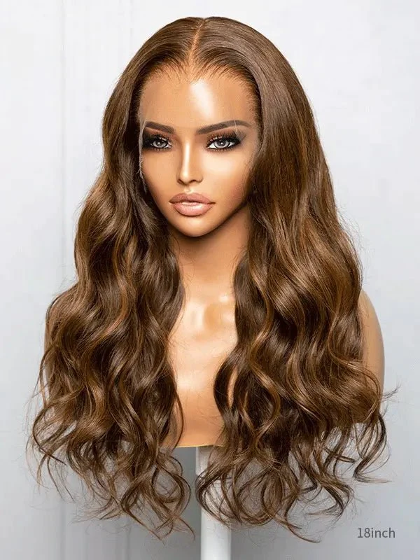 Chinalacewig High Quality Human Hair Wigs HD Lace Brown Highlights Wig CH01