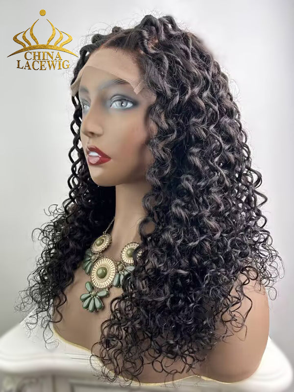 Chinalacewig 5x5 Glueless Human Hair Closure Wig Loose Curly Twist Style Wigs