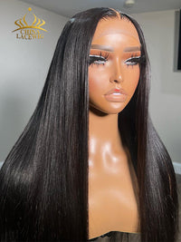 Chinalacewig 8x6 Royal 007 Lace Wig Natural Black Color Silk Straight Wear &Go Breathable Cap Wig CL020