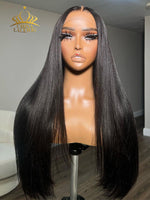 Chinalacewig 8x6 Royal 007 Lace Wig Natural Black Color Silk Straight Wear &Go Breathable Cap Wig CL020