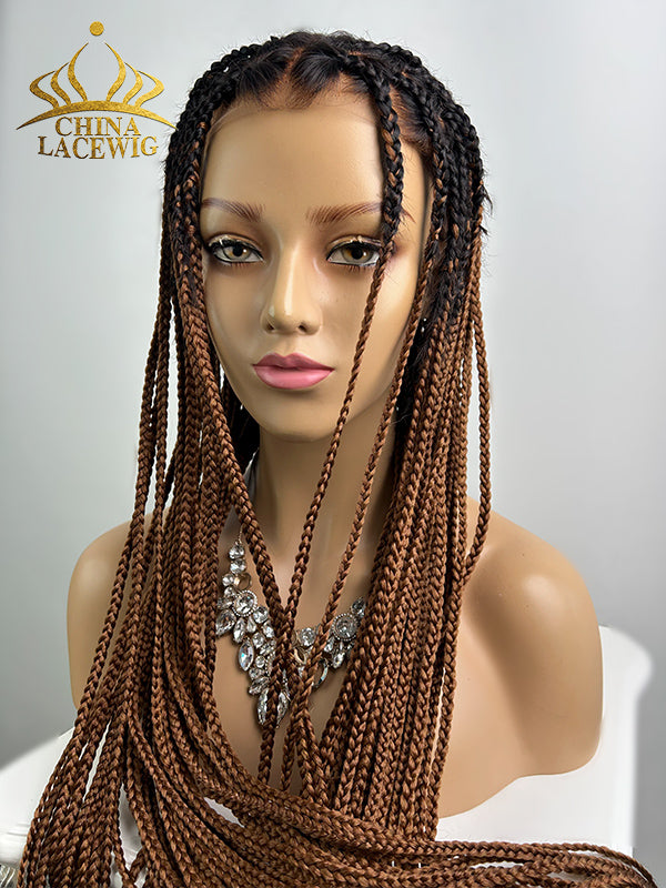 Chinalacewig Beyoncé Honey Blonde Knotless Braid Wig Swiss Full Lace with Human Hair Roots