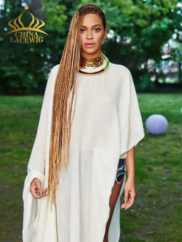 🔥 Chinalacewig Beyoncé Honey Blonde Knotless Braid Wig Swiss Full Lace with Human Hair Roots