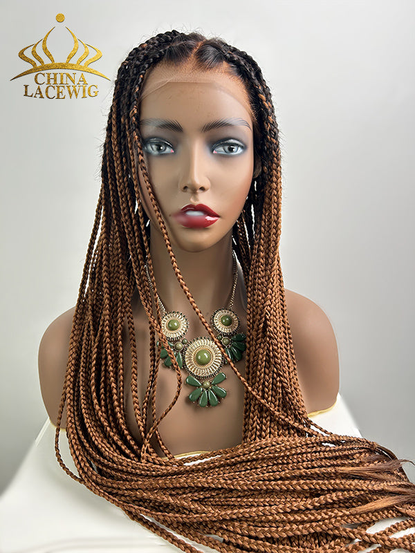 Chinalacewig Beyoncé Honey Blonde Knotless Braid Wig Swiss Full Lace with Human Hair Roots