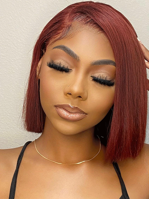 $79 Get 2 Wigs Limited Sale Natural Color& Red Brown Color C Part Lace Front Bob Wig Combo Deal LT04