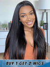 Buy 1 Get 1 Free Wig Chinalacewig 8x6 Royal 007 Lace Wig Natural Black Color Silk Straight Wear &Go Breathable Cap Wig CL021