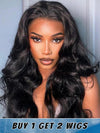 Buy 1 Get 1 Free Wig Chinalacewig 8x6 Royal 007 Lace Wig Natural Black Color Body Wave Wear &Go Breathable Cap Wig CL024