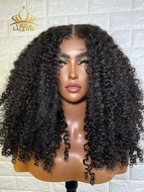 Buy 1 Get 1 Free Wig Chinalacewig 13x4 Brown Lace Wig Natural Black Color Curly Wig FW03