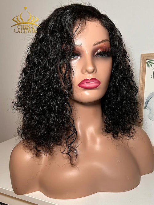 Buy 1 Get 1 Free Wig Chinalacewig 13x6 Brown Lace Wig Natural Black Color Curly Bob Wig FW01