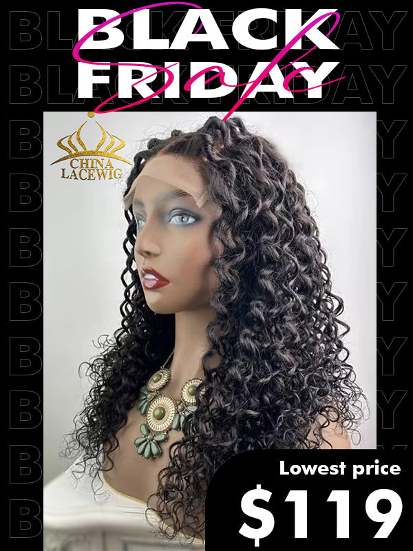 Chinalacewig Glueless Human Hair Lace Front Wig Loose Curly Twist Style Wigs