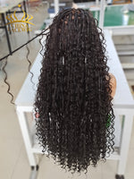 Chinalacewig Human Hair Full Lace Braided Wig Tangleless Boho Knotless Braids with Human Hair Curls