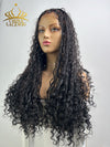 Chinalacewig Human Hair Full Lace Braided Wig Tangleless Boho Knotless Braids with Human Hair Curls