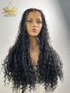 Chinalacewig Human Hair Full Lace Braided Wig Tangleless Boho Knotless Braids with Human Hair Curls