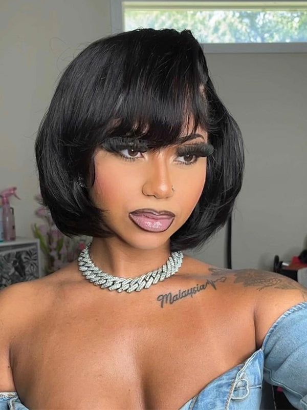 $79 Get 2 Wigs Limited Sale Natural Color& Red Brown Color C Part Lace Front Bob Wig Combo Deal LT04