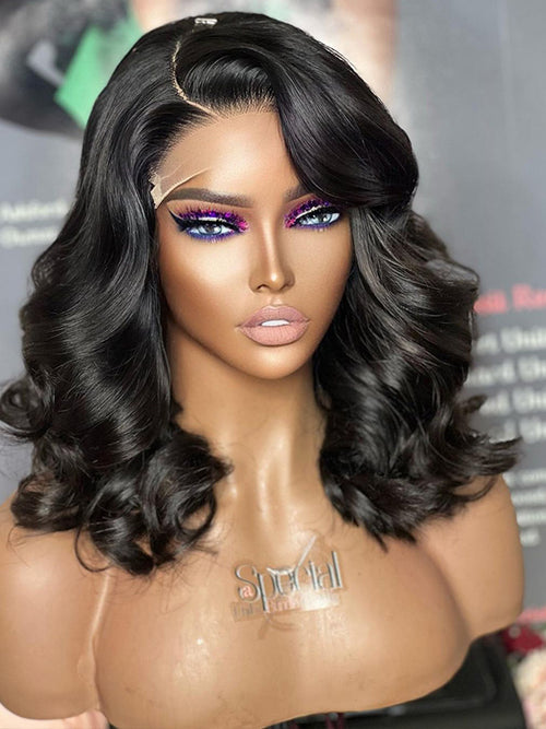 Chinalacewig 50% Off Limited 1 Piece For 13x4 Transparent Lace Front Wig Natural Color Body Wave  Bob Wig 100% Virgin Human Hair Wig For Black Women