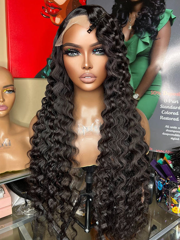 Chinalacewig 50% Off Limited 1 Piece For 13x6 Transparent Lace Front Natural Color Wavy Wig 100% Virgin Human Hair Wig