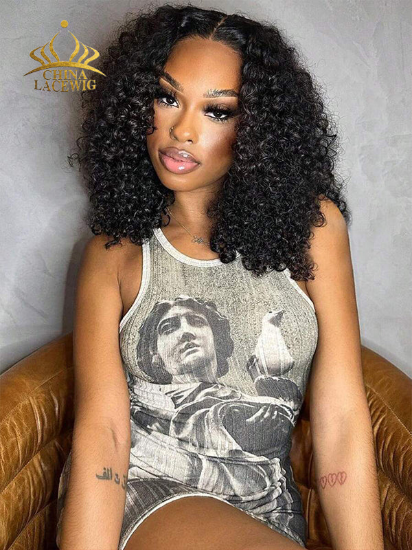 Chinalacewig 8x6 Royal 007 Lace Wig Curly Bob Wear &Go Breathable Cap Wig CL018