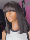 Chinalacewig Custom Wig 100% Human Virgin Hair 5x5 HD Lace Wig BOB With Bang High End Wig Custom06