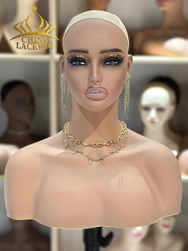 Realistic Female Mannequin Head for Wig Hat and Jewelry Display