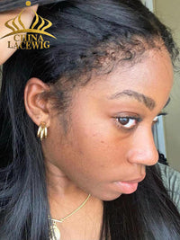 Chinalacewig Type 4C Edges Curly Baby Hairline Undetectable HD Lace Front Wig Kinky Straight With Pre-plucked 4C Natural Hairline NEW001