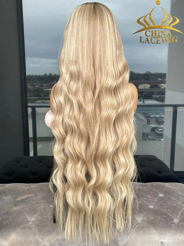 Chinalacewig Custom Wig HD full lace wig 30 inches Light Ash Blonde Color Human Virgin Hair C02