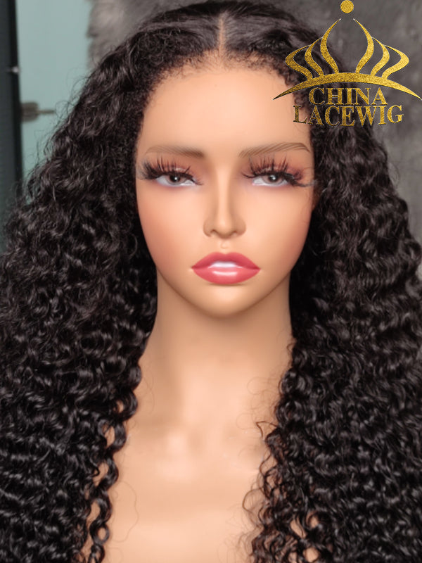 Chinalacewig Type 4C Hair Line Undetectable HD Lace Front Wig Curly With Pre-plucked 4C Natural Hairline NEW002