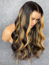 Chinalacewig 30A Custom Highlight Color 13x6 Lace Frontal Wig Bleached Knots Human Virgin Hair C012