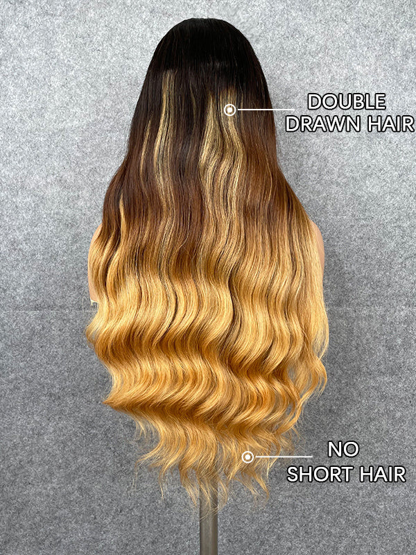 Chinalacewig 30A Custom Ombre Color 13x6 Lace Frontal Wig Bleached Knots Human Virgin Hair C016