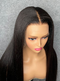 Chinalacewig Custom Wig Yaki Straight 13x6 Lace Frontal Wig Bleached Knots Human Virgin Hair C013