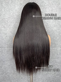 Chinalacewig Custom Wig Silky Straight 360 HD Lace Wigs Human Hair Natural Black C014