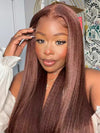 Chinalacewig Brown Cherry Kinky Straight Glueless HD Lace Wig GW01