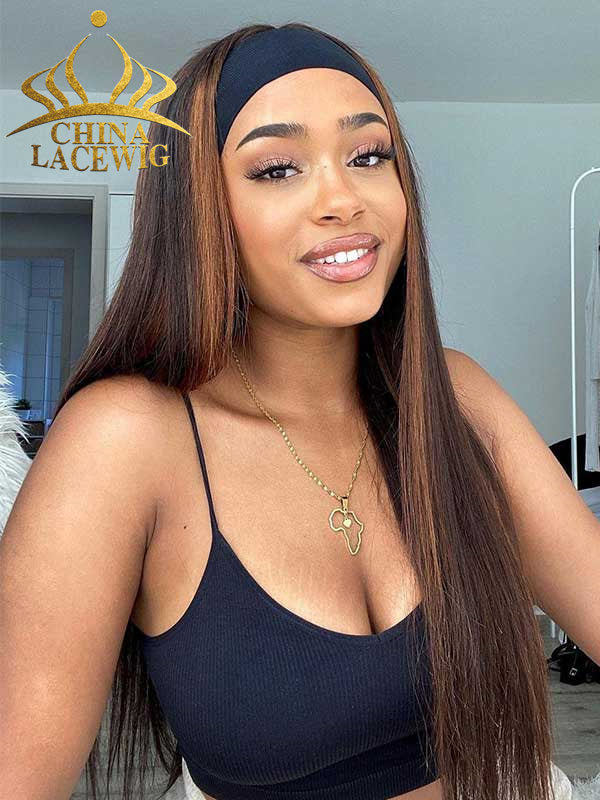 Chinalacewig Mega Sale Silky Straight Human Hair Headband Wig CF045