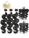 Chinalacewig Brazilian Hair Bundles With 134 HD Frontal 100% Human Hair Body Wave Weave Hair Extension CF411